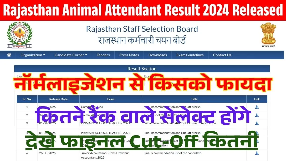 Rajasthan Animal Attendant Cut-off 2025: Check RSSB Pashu Attendant Final Cutoff Here